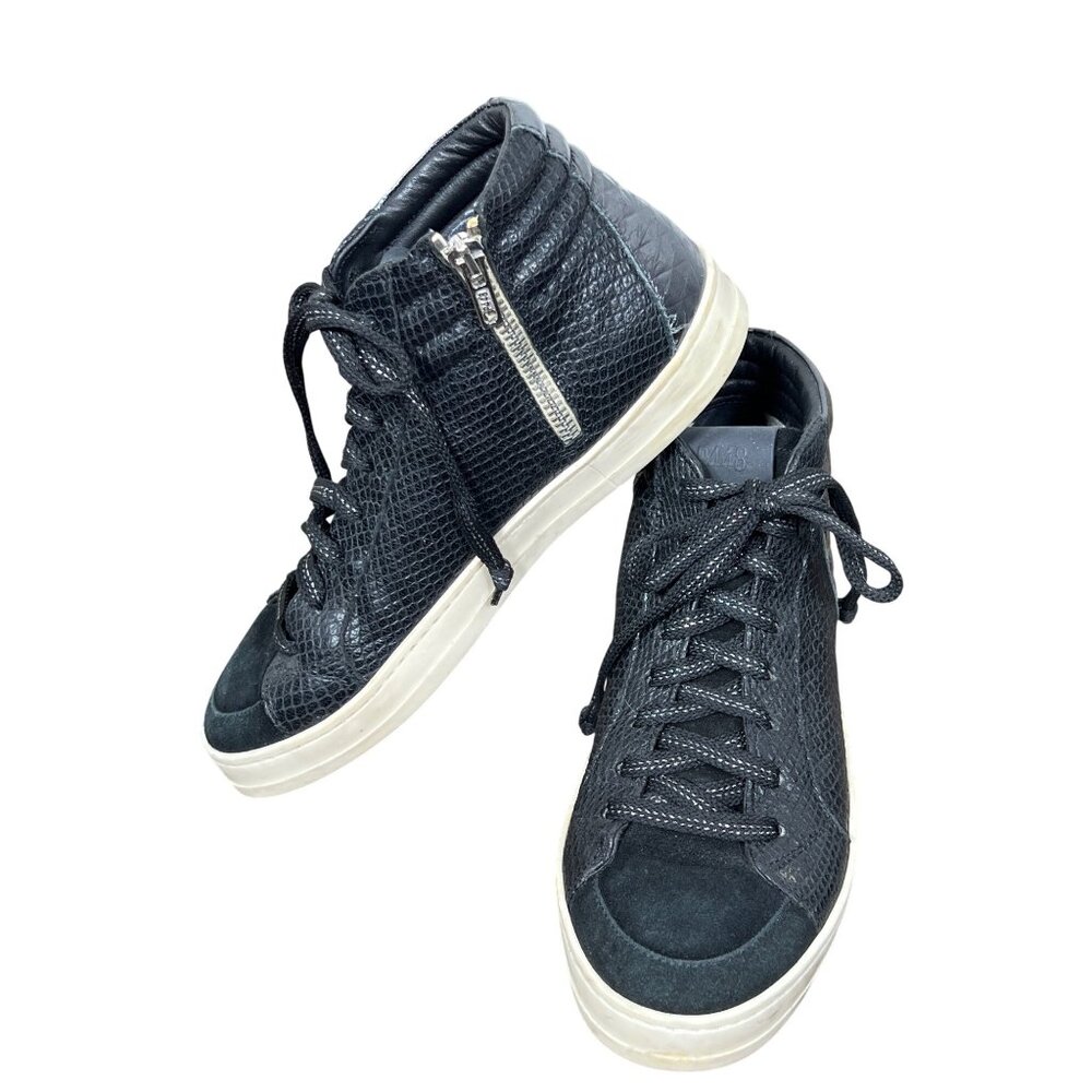 P448 Skate Women's High-Top Leather Sneakers in Black EU Sz 38 US 8 EUC